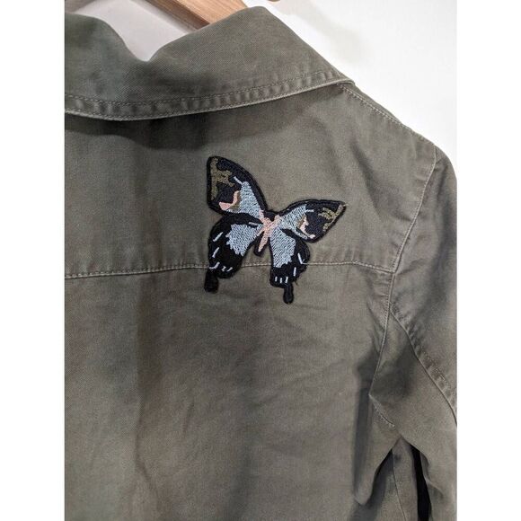 Philosophy Women's Army Green Butterfly Cropped Button Down Jacket - Size M - Picture 5 of 10